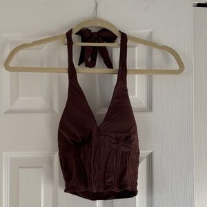 Gilly Hicks Brown Halter/Crop Top